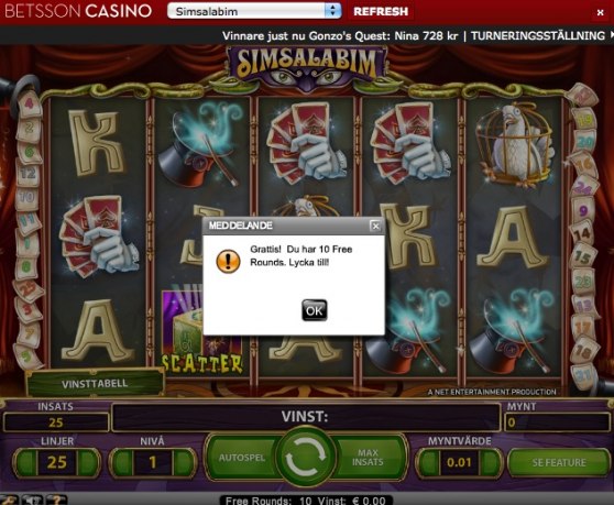 Free spins hos Betsson ikväll!