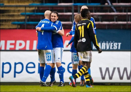 Förre AIK:aren Kevin Walker kvitterade för GIF Sundsvall på Råsunda inför sin gamla hemmapublik. Foto: Bildbyrån