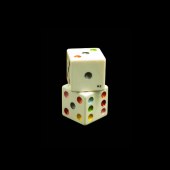 Dice in mammoth ivory, handpainted and signed for "The London Friends of The Hermitage" 2010