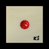 Dice front in mammoth ivory, handpainted and signed, red dot