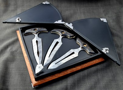 100th Anniversary Daggers - Damasteel blades with Ebony, bronze and nickelsilver handles. Custom made box.