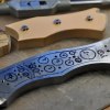 Bolsters and scales on the way. Blade prepared for weight reduction holes to be drilled.