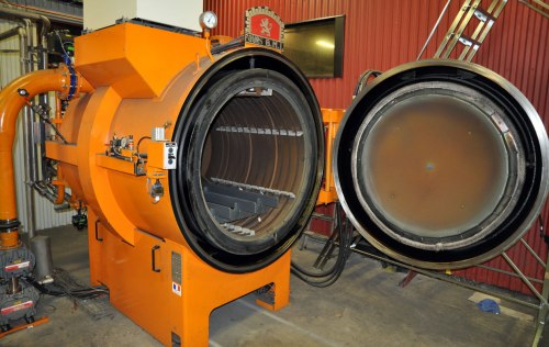 The 7-ish feet tall vacuum furnace of the heat treating company that I use.